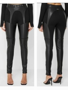 Manière De Voir Zip Off Vegan Leather Leggings/ Shorts - Black